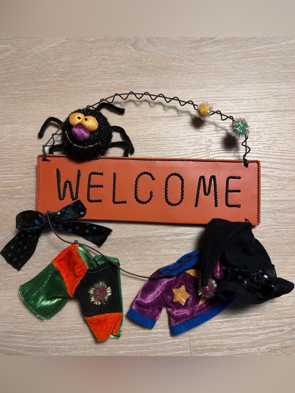 Vintage Dan Dee Collectors Choice Halloween Welcome Sign Whimsical Witch Spider